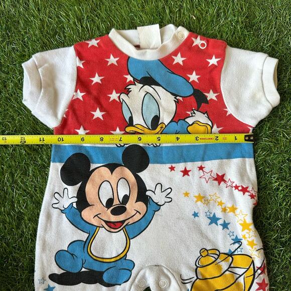 Vintage Disney Babies Mickey Mouse All Over Print AOP Romper Size 0-6 Months - Picture 3 of 9